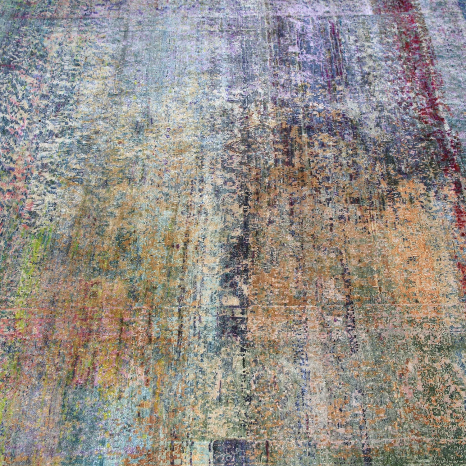 Multicolored Transitional Silk Rug - 6' X 9'5" 6 Multicolored Transitional Silk Rug - 6' X 9'5" - Image 4