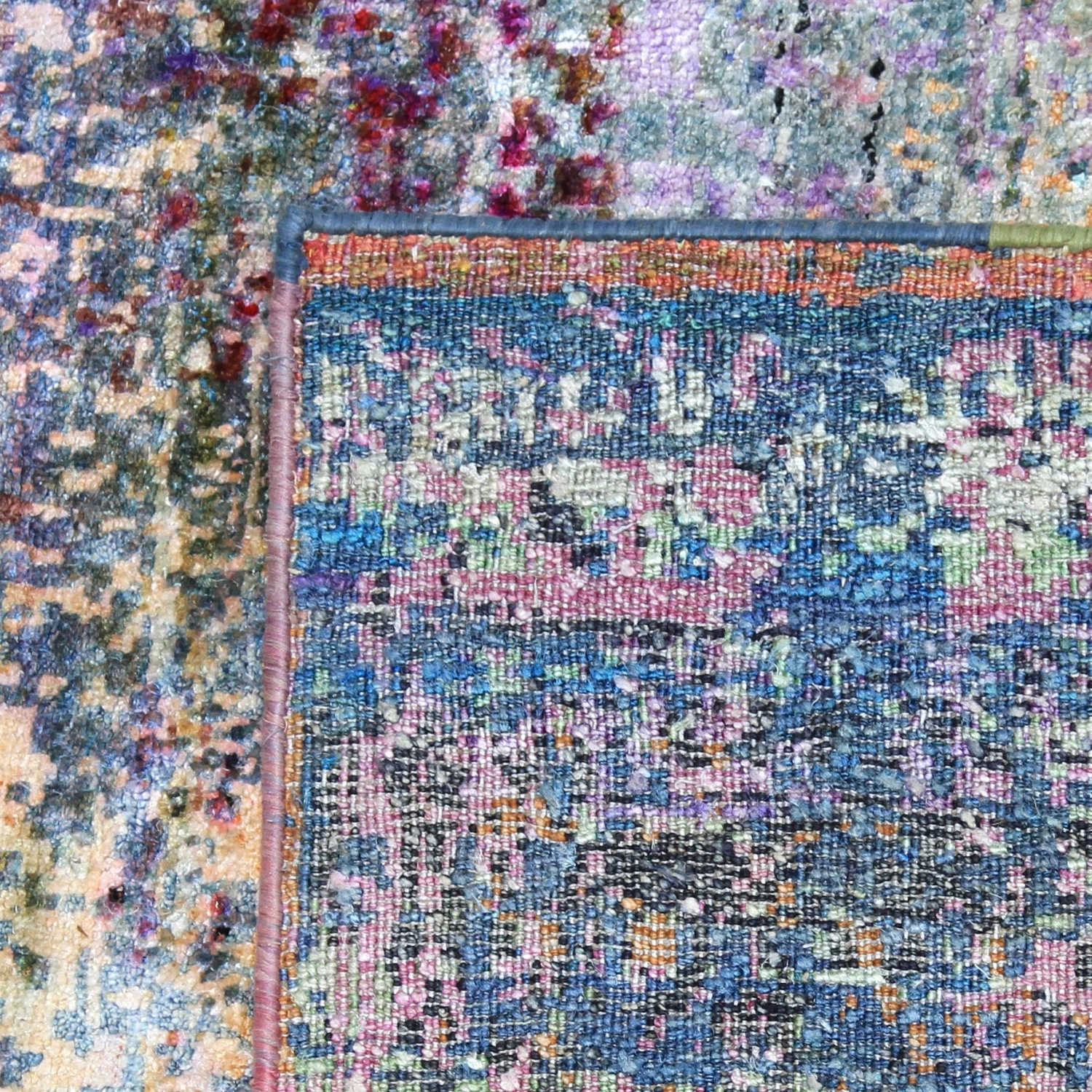 Multicolored Transitional Silk Rug - 6' X 9'5" 7 Multicolored Transitional Silk Rug - 6' X 9'5" - Image 5