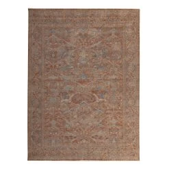 Red Distressed Traditional Wool Rug - 9' X 12'