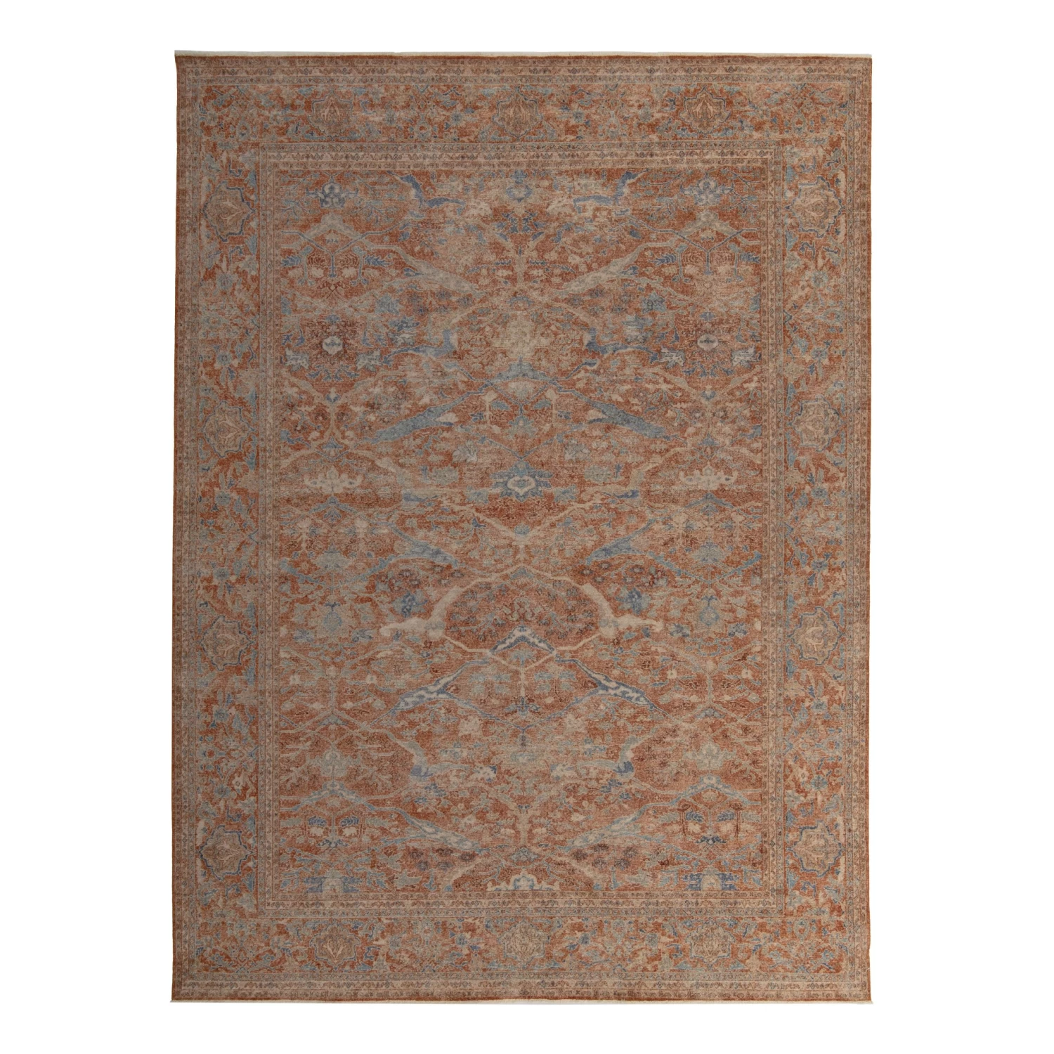 Red Distressed Traditional Wool Rug - 9' X 12' 3 Red Distressed Traditional Wool Rug - 9' X 12'