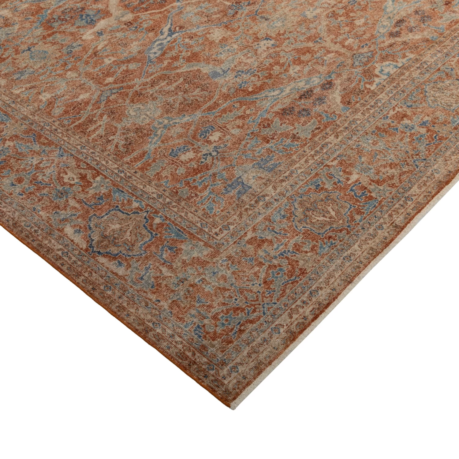 Red Distressed Traditional Wool Rug - 9' X 12' 6 Red Distressed Traditional Wool Rug - 9' X 12' - Image 4