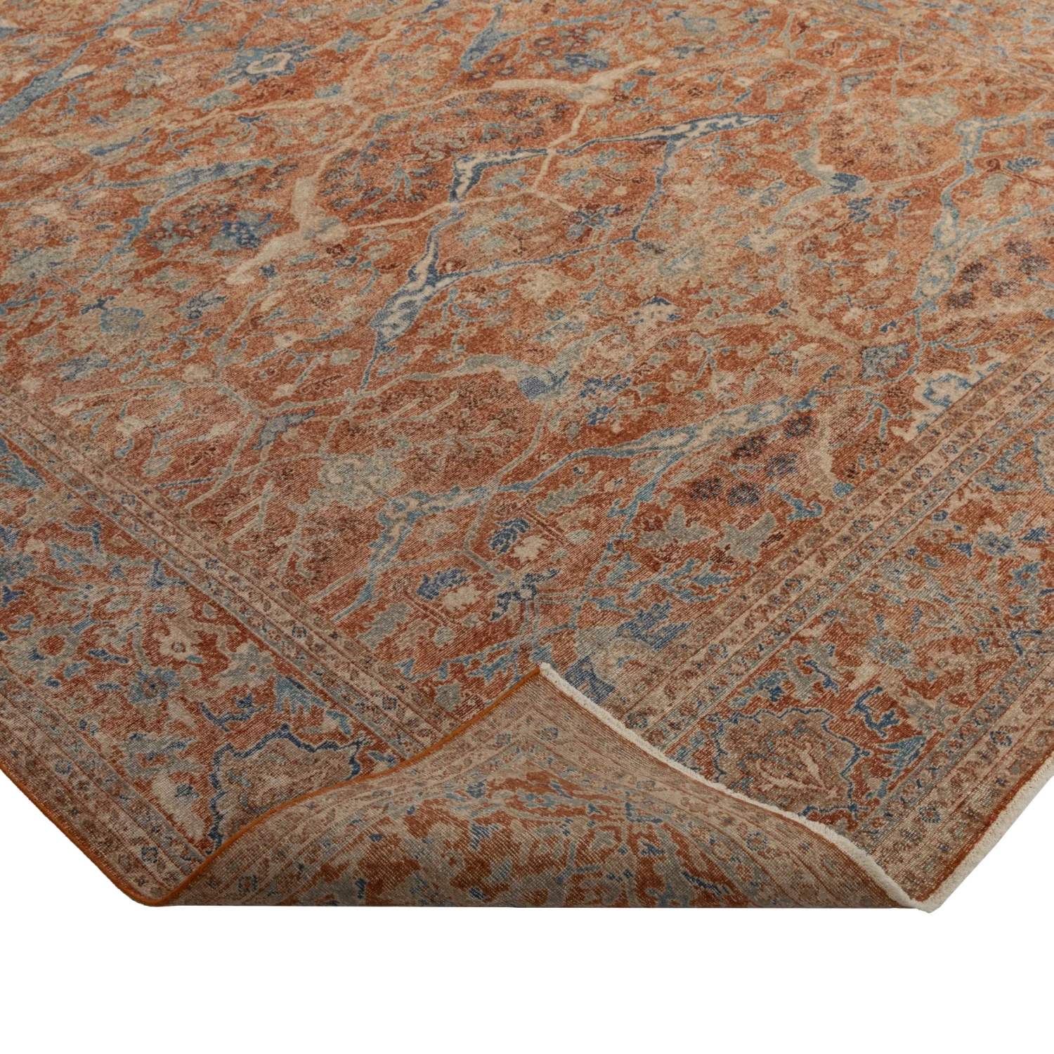 Red Distressed Traditional Wool Rug - 9' X 12' 5 Red Distressed Traditional Wool Rug - 9' X 12' - Image 3