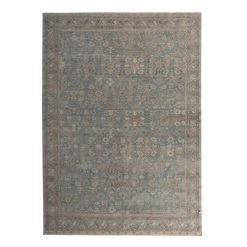 Blue Distressed Traditional Wool Rug - 10'x14'