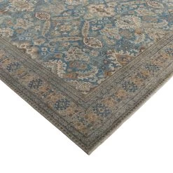 Blue And Taupe Distressed Traditional Wool Rug - 10'x14' 9 Blue And Taupe Distressed Traditional Wool Rug - 10'x14' -Home Comprehensive Shop 3039444 3