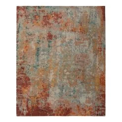Multicolored Tibetan Contemporary Wool & Silk Rug - 8' X 10'