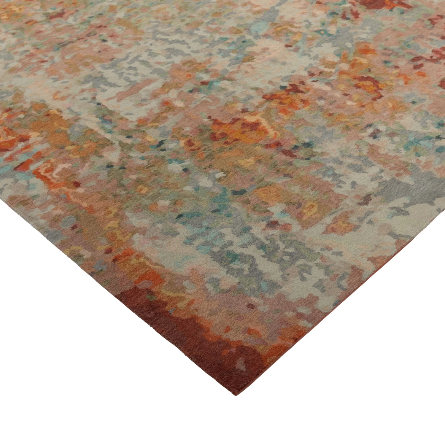 Multicolored Tibetan Contemporary Wool & Silk Rug - 8' X 10' 5 Multicolored Tibetan Contemporary Wool & Silk Rug - 8' X 10' - Image 3