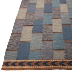 Blue Geometric Swedish Style Wool Kilim Rug - 11'8" X 17'10" -Home Comprehensive Shop 3039588 5