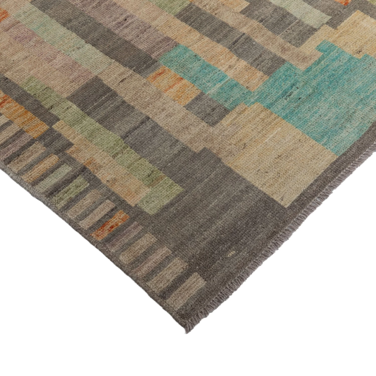 Zameen Geometric Transitional Wool Rug - 4'2" X 5'11" 5 Zameen Geometric Transitional Wool Rug - 4'2" X 5'11" - Image 3