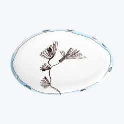 Midnight Flowers Large Oval Serving Plate -Home Comprehensive Shop 3039882 2