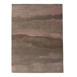 Pink And Brown Contemporary Tibetan Wool/Silk Rug - 9' X 12'
