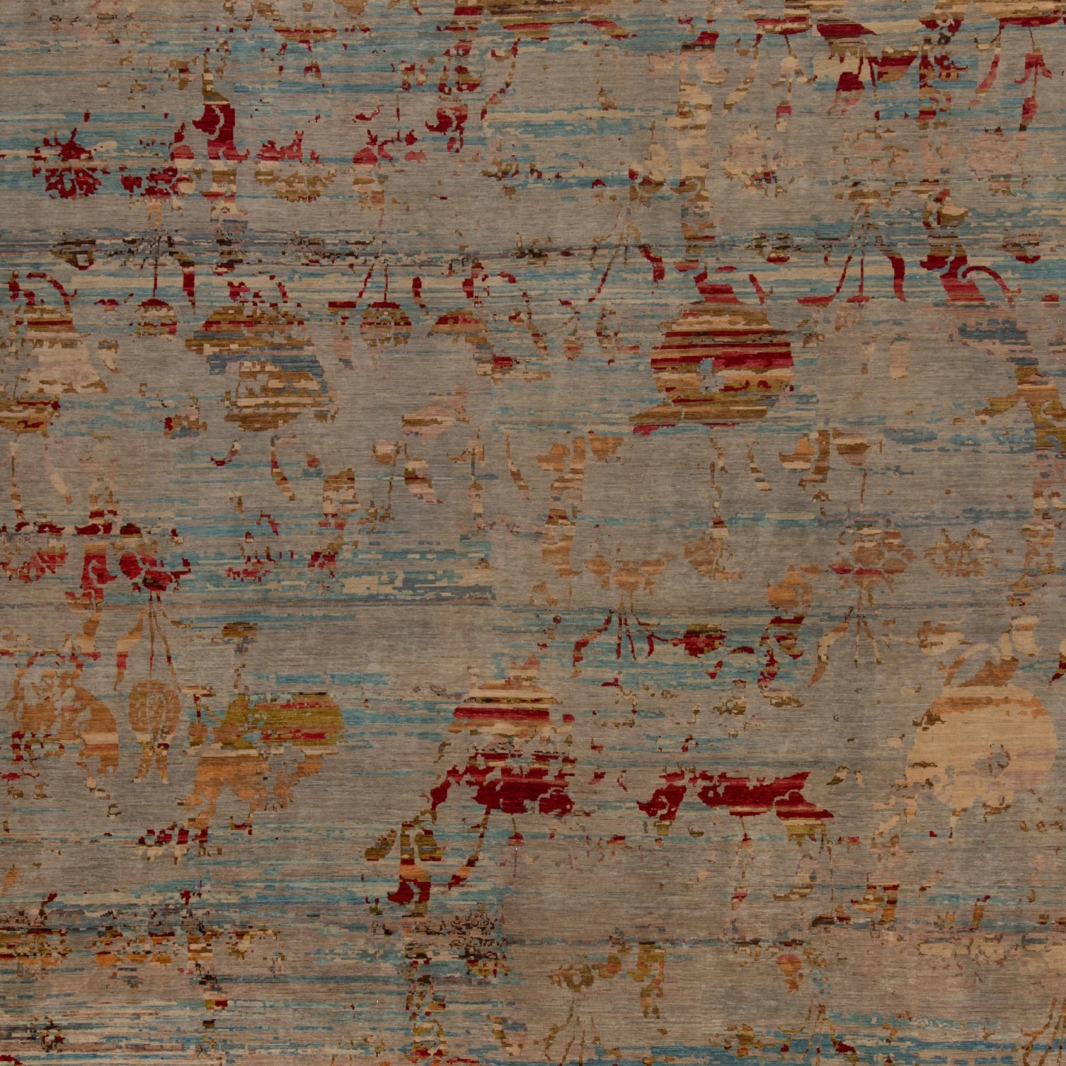 Multicolored Tibetan Modern Wool & Silk Rug - 12'1" X 15'6" 4 Multicolored Tibetan Modern Wool & Silk Rug - 12'1" X 15'6" - Image 2