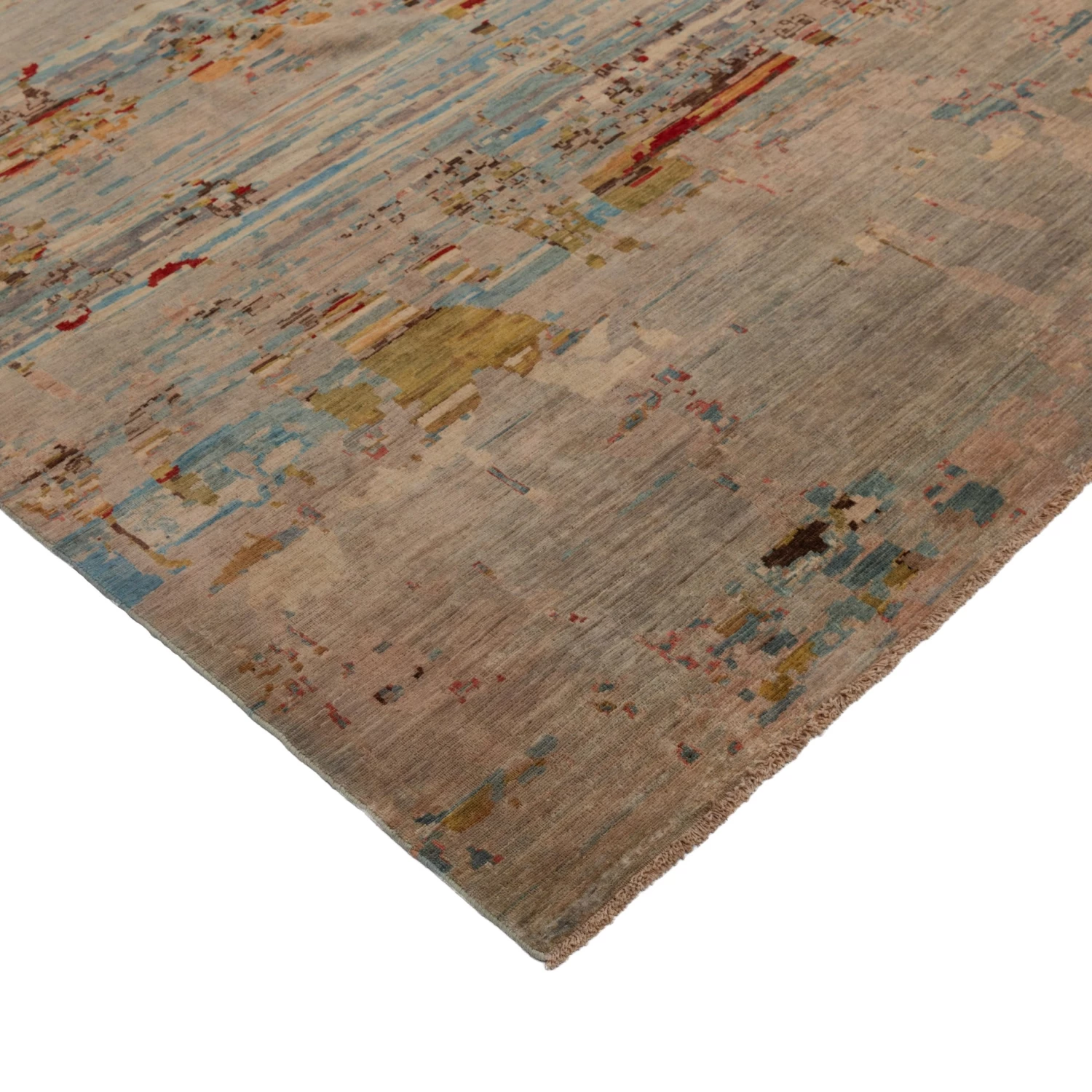 Multicolored Tibetan Modern Wool & Silk Rug - 12'1" X 15'6" 5 Multicolored Tibetan Modern Wool & Silk Rug - 12'1" X 15'6" - Image 3