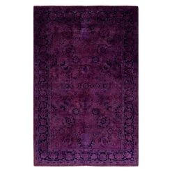 Purple Overdyed Wool Rug - 4'3" X 6'4"