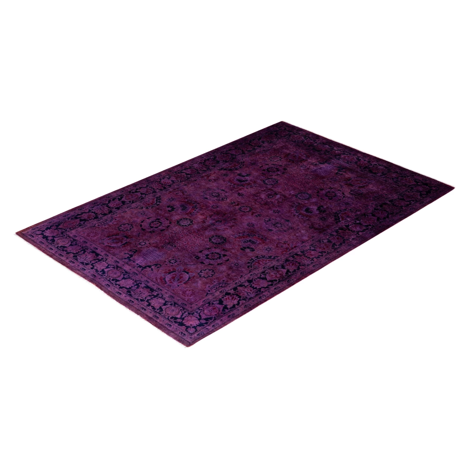 Purple Overdyed Wool Rug - 4'3" X 6'4" 5 Purple Overdyed Wool Rug - 4'3" X 6'4" - Image 3