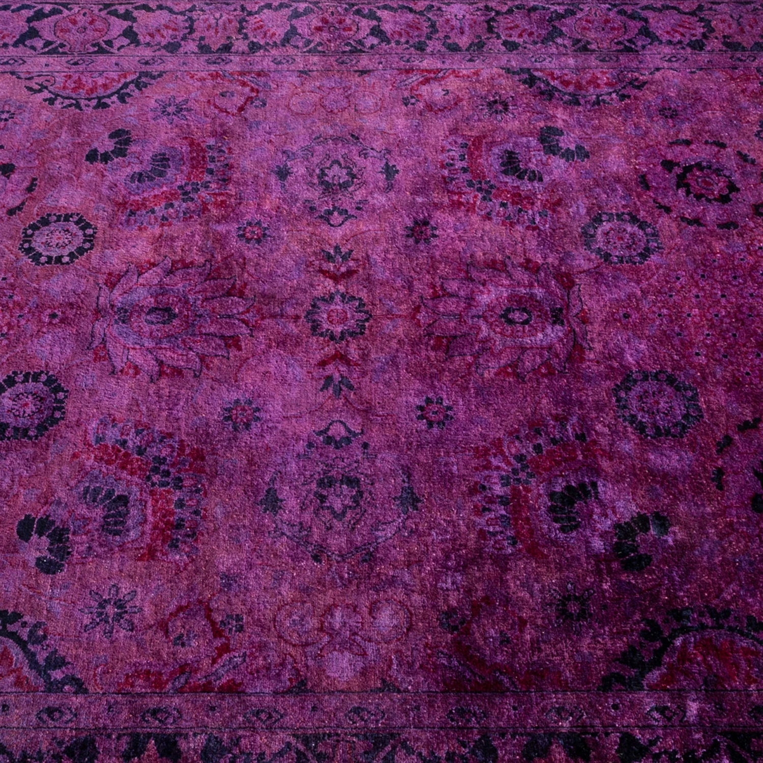 Purple Overdyed Wool Rug - 4'3" X 6'4" 6 Purple Overdyed Wool Rug - 4'3" X 6'4" - Image 4