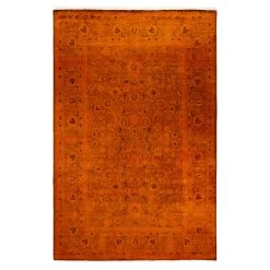 Orange Overdyed Wool Rug - 6' X 9'2"
