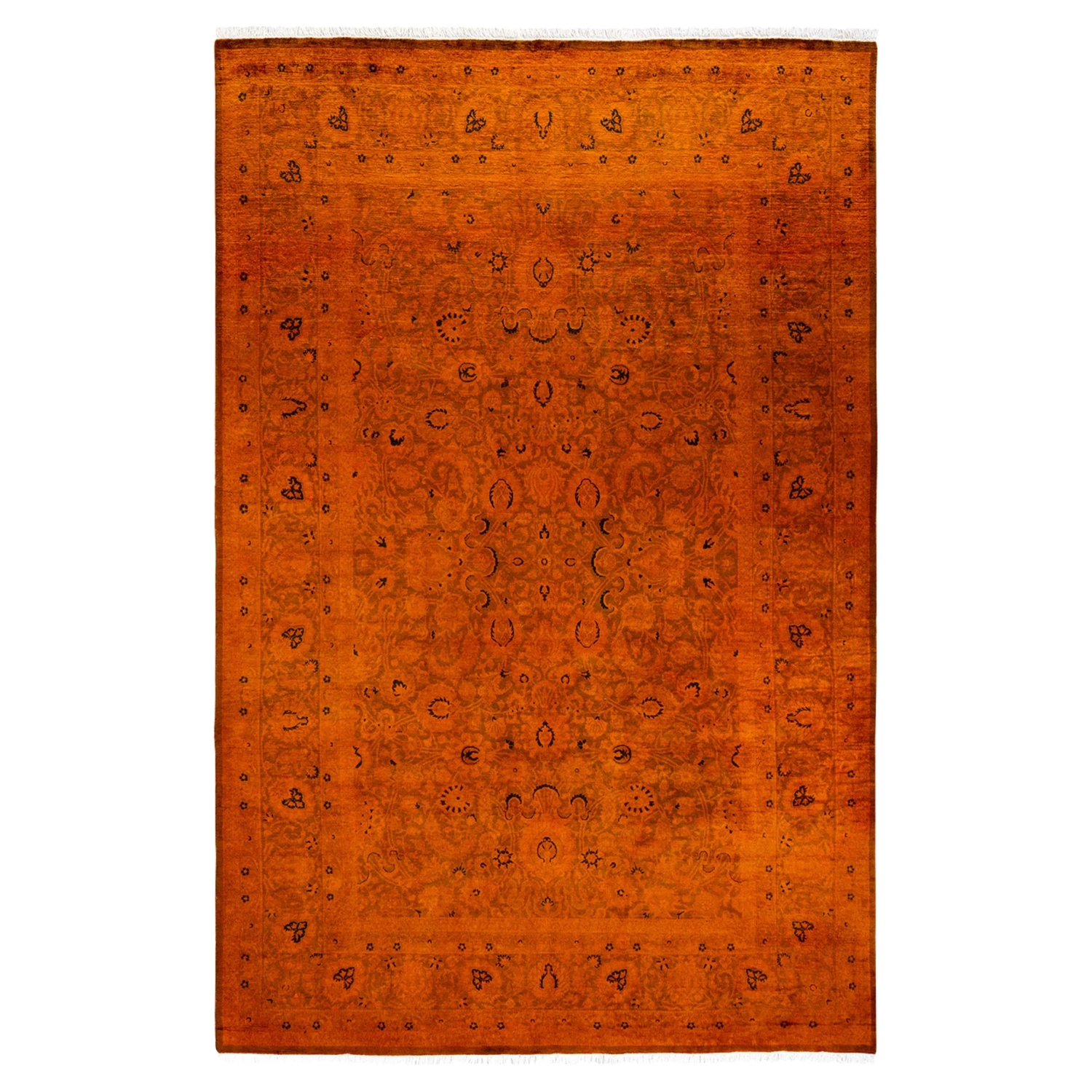 Orange Overdyed Wool Rug - 6' X 9'2" 3 Orange Overdyed Wool Rug - 6' X 9'2"
