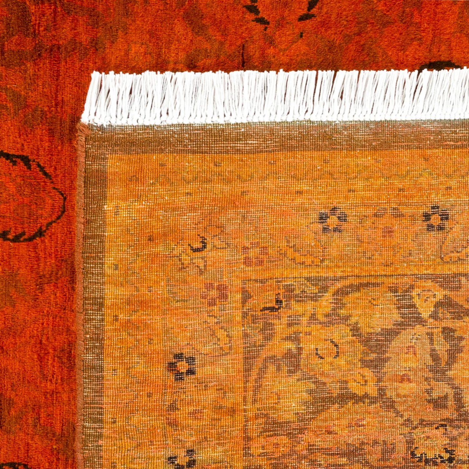 Orange Overdyed Wool Rug - 6' X 9'2" 7 Orange Overdyed Wool Rug - 6' X 9'2" - Image 5