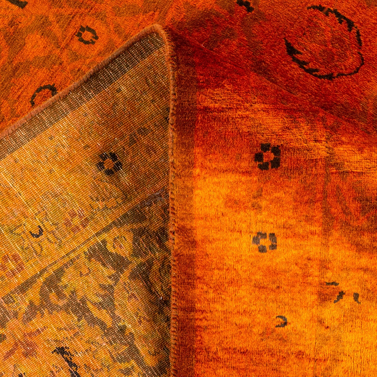 Orange Overdyed Wool Rug - 6' X 9'2" 8 Orange Overdyed Wool Rug - 6' X 9'2" - Image 6