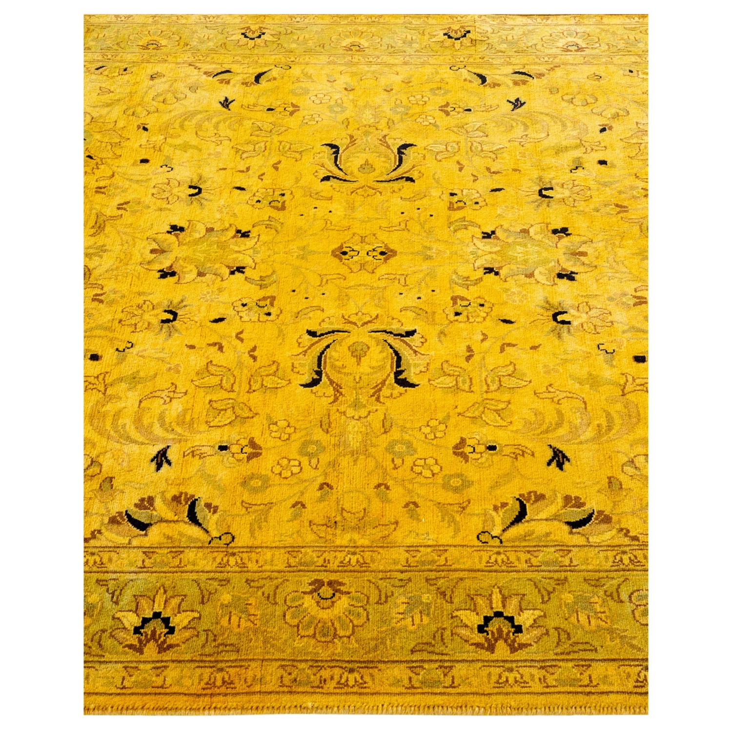 Yellow Overdyed Wool Rug - 4'1" X 6'5" 6 Yellow Overdyed Wool Rug - 4'1" X 6'5" - Image 4