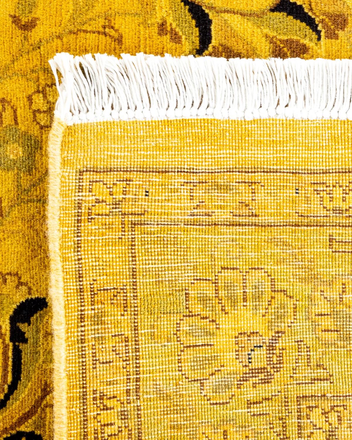 Yellow Overdyed Wool Rug - 4'1" X 6'5" 7 Yellow Overdyed Wool Rug - 4'1" X 6'5" - Image 5
