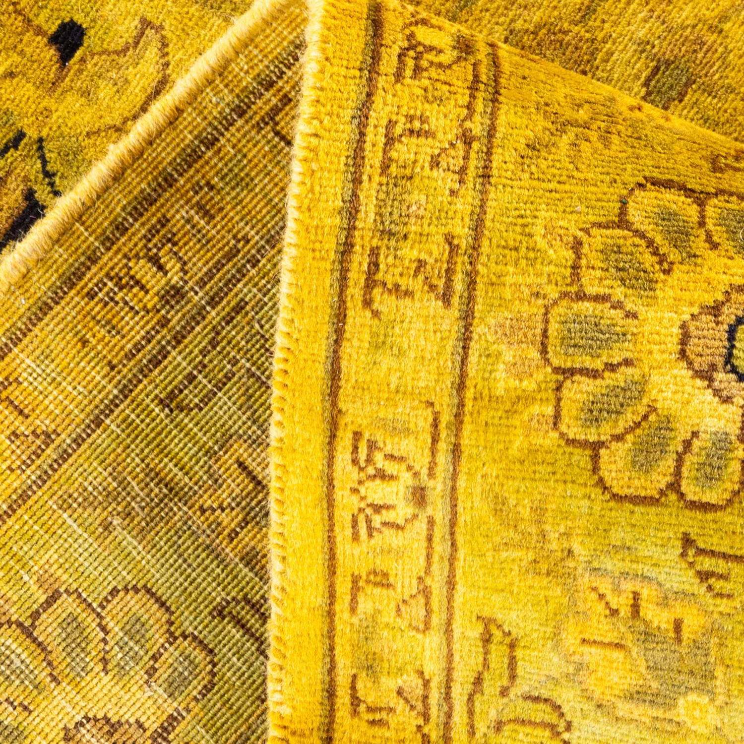 Yellow Overdyed Wool Rug - 4'1" X 6'5" 8 Yellow Overdyed Wool Rug - 4'1" X 6'5" - Image 6