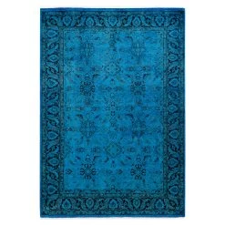 Blue Overdyed Wool Rug - 4'4" X 6'6"