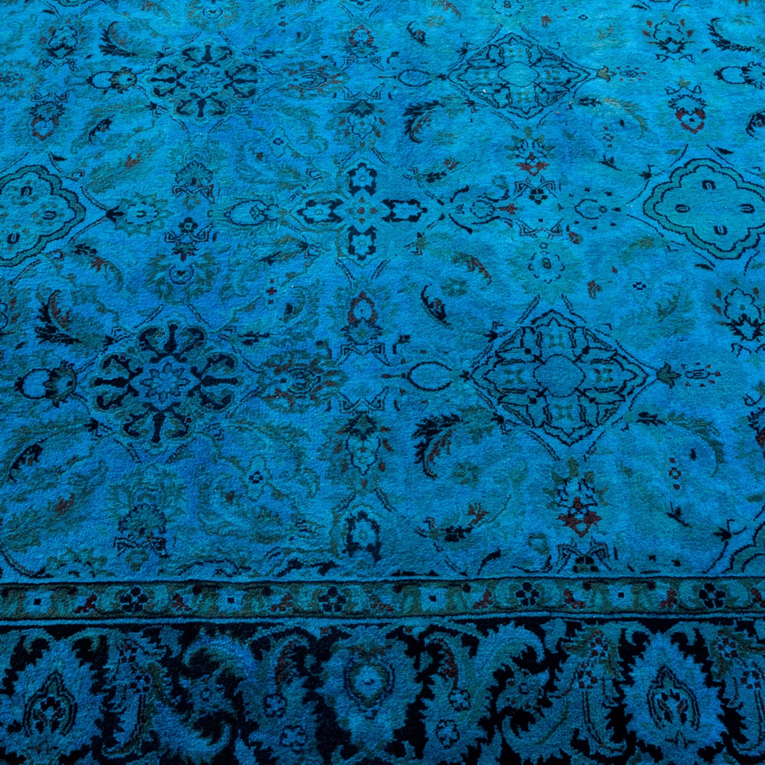 Blue Overdyed Wool Rug - 4'4" X 6'6" 6 Blue Overdyed Wool Rug - 4'4" X 6'6" - Image 4