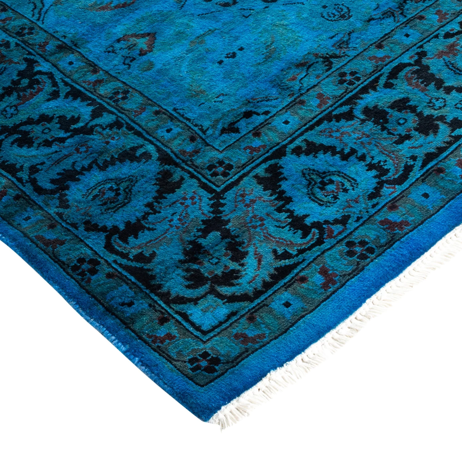 Blue Overdyed Wool Rug - 4'4" X 6'6" 10 Blue Overdyed Wool Rug - 4'4" X 6'6" - Image 8