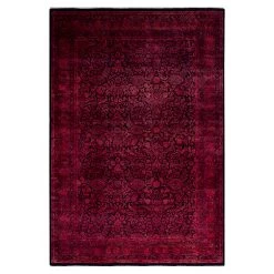 Red Overdyed Wool Rug - 6'1" X 8'10"