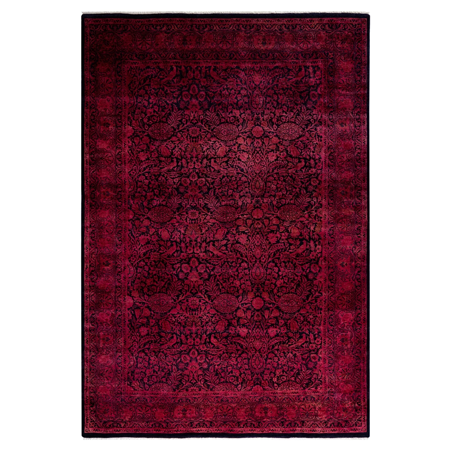 Red Overdyed Wool Rug - 6'1" X 8'10" 3 Red Overdyed Wool Rug - 6'1" X 8'10"