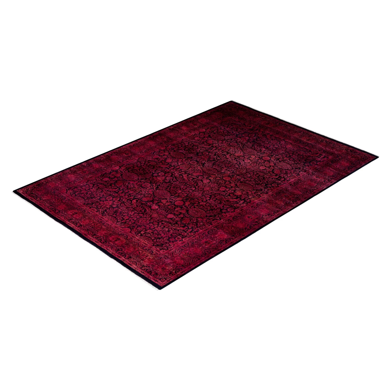 Red Overdyed Wool Rug - 6'1" X 8'10" 5 Red Overdyed Wool Rug - 6'1" X 8'10" - Image 3