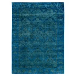 Blue Overdyed Wool Rug - 6'1" X 8'4"