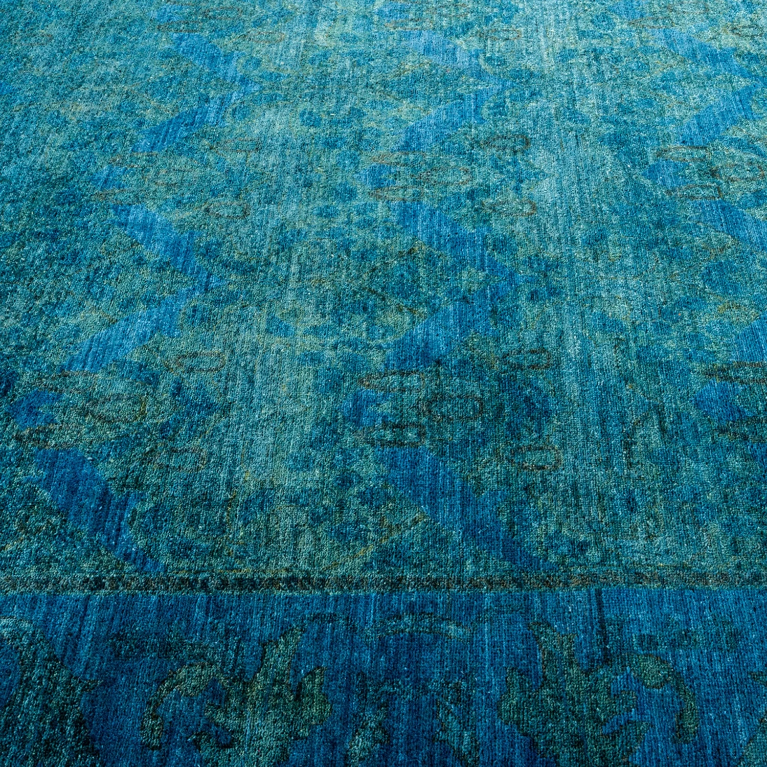 Blue Overdyed Wool Rug - 6'1" X 8'4" 6 Blue Overdyed Wool Rug - 6'1" X 8'4" - Image 4
