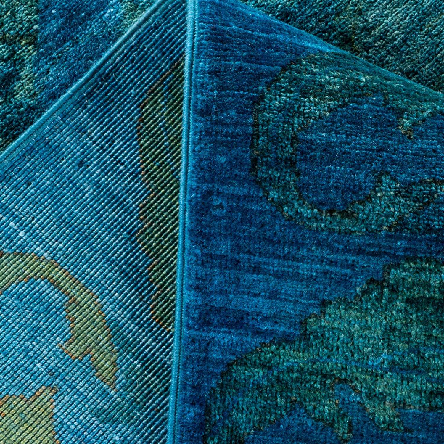 Blue Overdyed Wool Rug - 6'1" X 8'4" 8 Blue Overdyed Wool Rug - 6'1" X 8'4" - Image 6