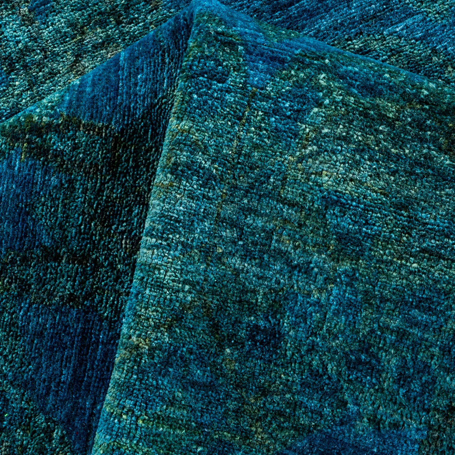 Blue Overdyed Wool Rug - 6'1" X 8'4" 9 Blue Overdyed Wool Rug - 6'1" X 8'4" - Image 7