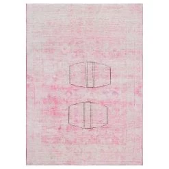Pink Vintage Wool Cotton Blend Rug - 4'6" X 6'