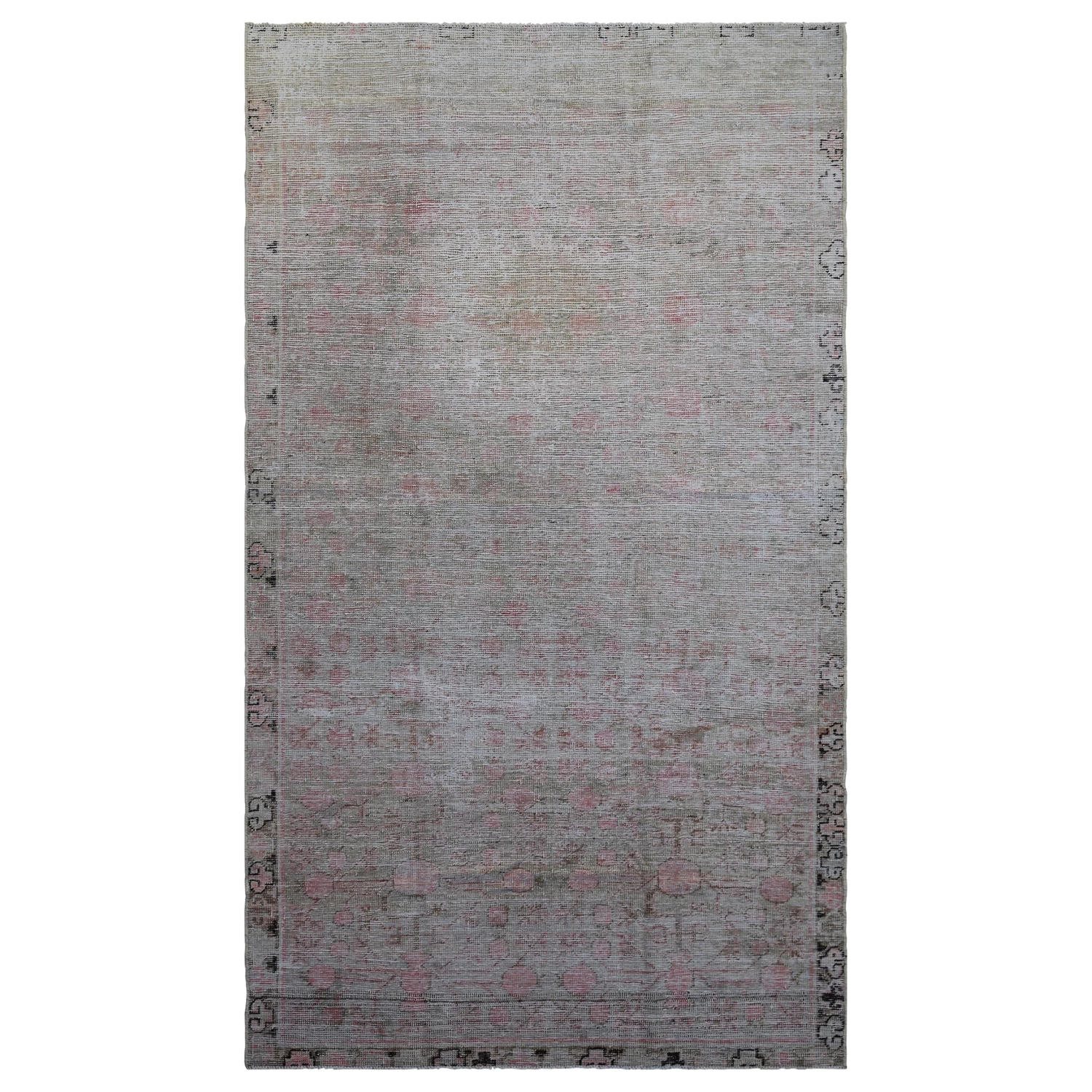Pink Vintage Wool Cotton Blend Rug - 4' X 7'2" 3 Pink Vintage Wool Cotton Blend Rug - 4' X 7'2"