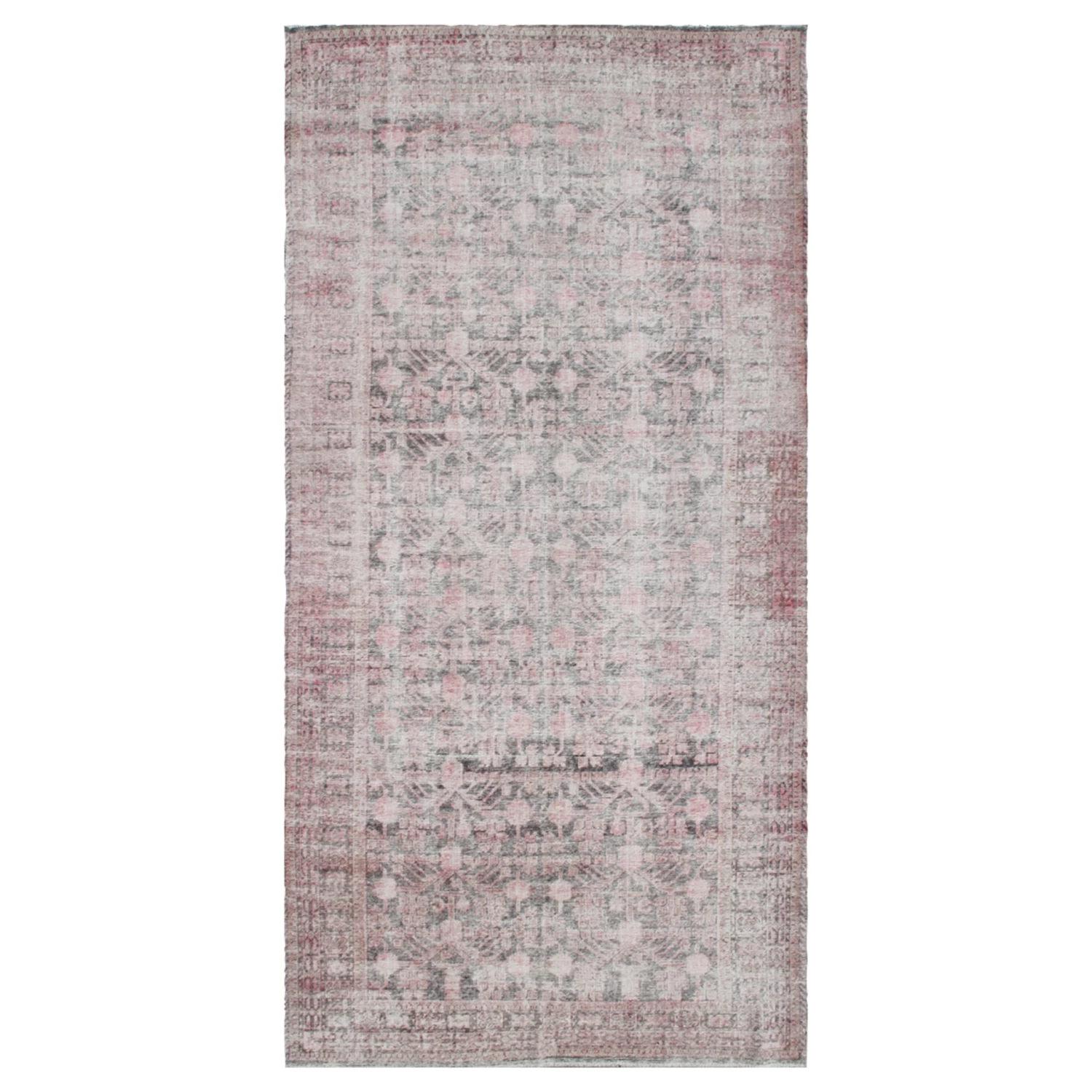 Pink Vintage Wool Cotton Blend Runner - 5'1" X 10' 3 Pink Vintage Wool Cotton Blend Runner - 5'1" X 10'