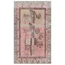 Pink Vintage Wool Cotton Blend Rug - 5'3" X 8'6"