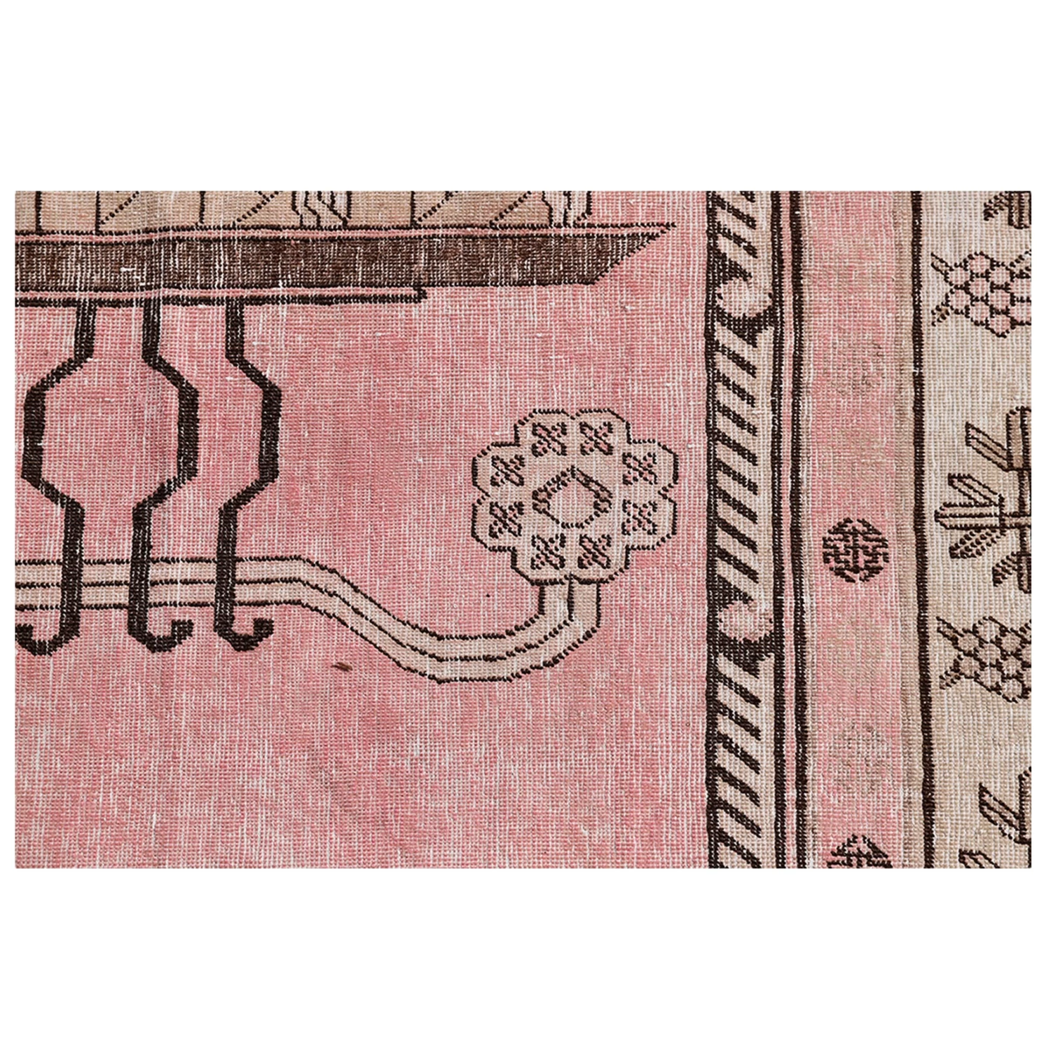 Pink Vintage Wool Cotton Blend Rug - 5'3" X 8'6" 4 Pink Vintage Wool Cotton Blend Rug - 5'3" X 8'6" - Image 2