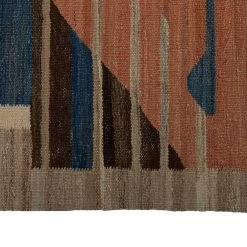 Blue And Pink Modern Kilim Wool Rug - 9' X 11'7" -Home Comprehensive Shop 3042175 5