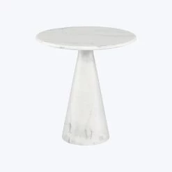Claudio Round White Marble Side Table