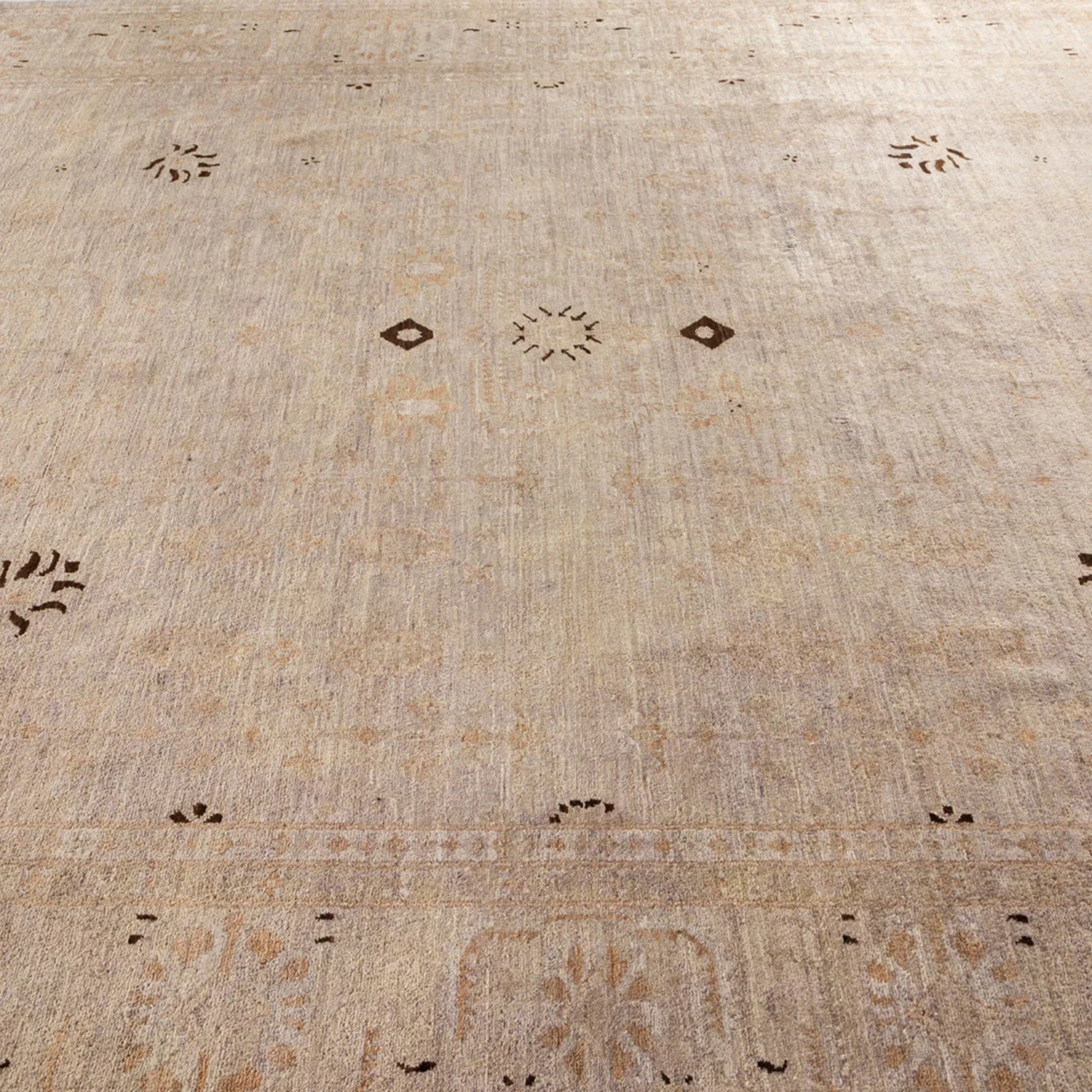 Tan And Purple OverdyedWool Rug - 9'2" X 11'7" 6 Tan And Purple OverdyedWool Rug - 9'2" X 11'7" - Image 4