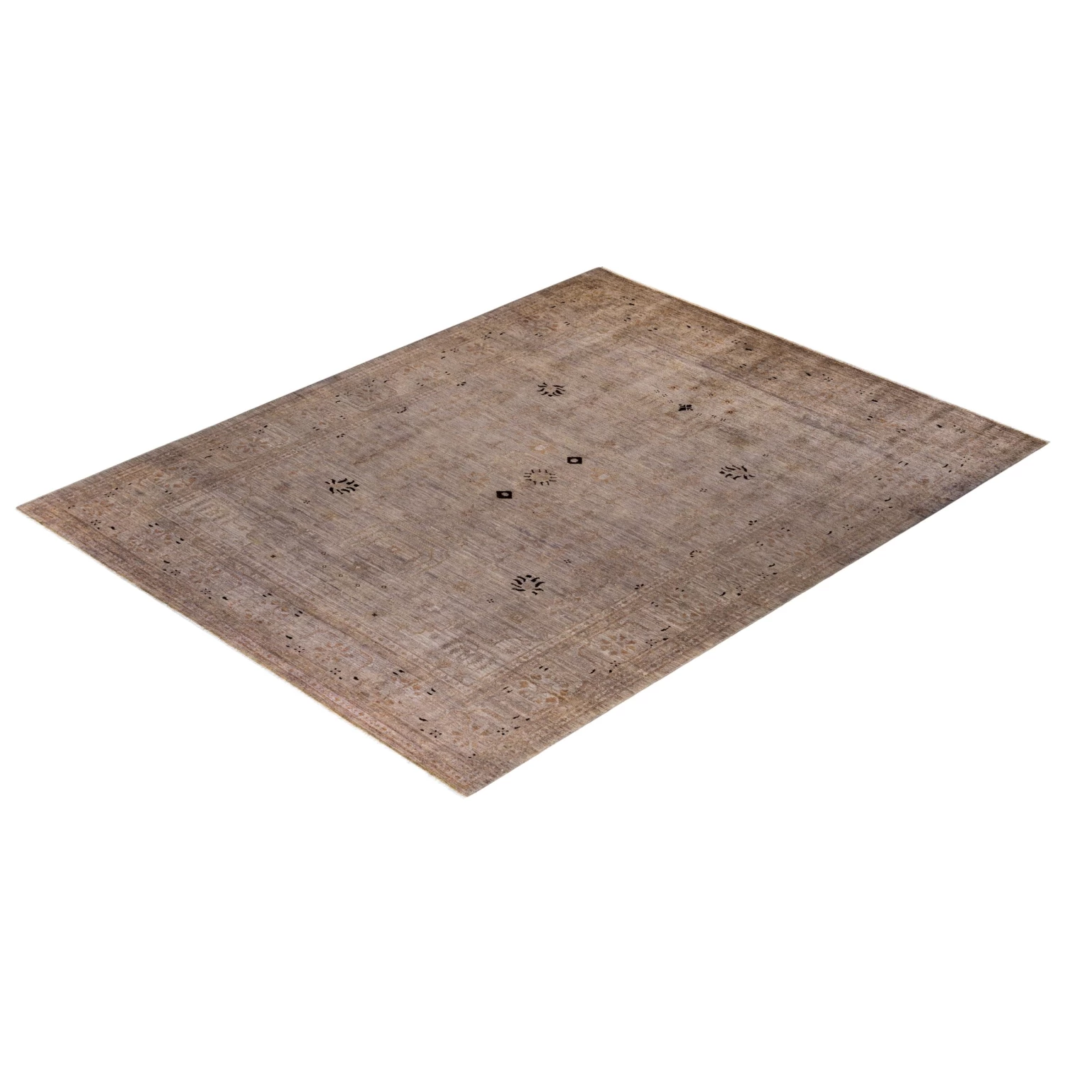 Tan And Purple OverdyedWool Rug - 9'2" X 11'7" 8 Tan And Purple OverdyedWool Rug - 9'2" X 11'7" - Image 6