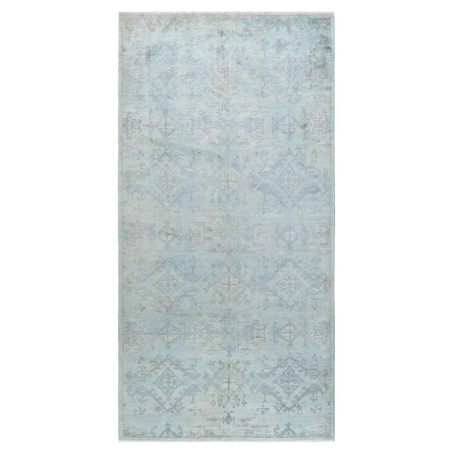 Mint Blue OverdyedWool Rug - 6'2" X 12'2" 3 Mint Blue OverdyedWool Rug - 6'2" X 12'2"