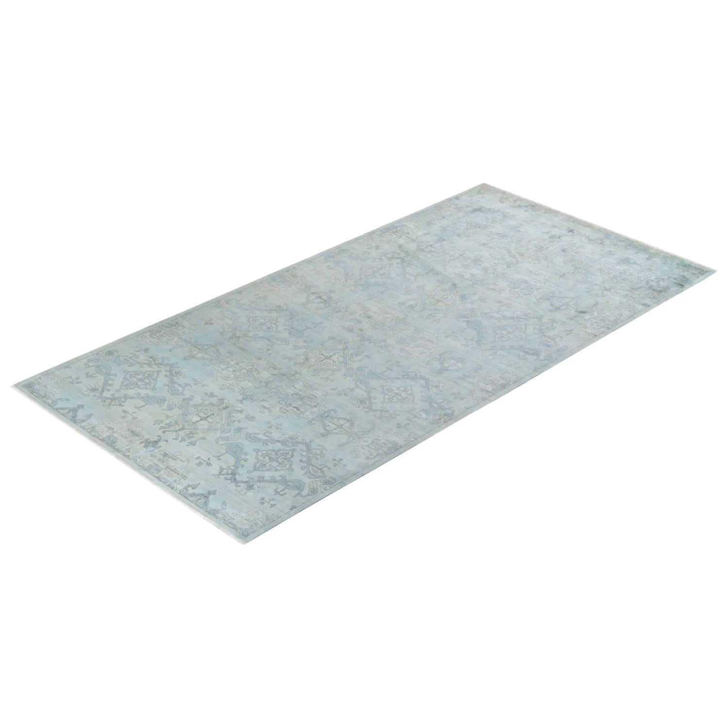 Mint Blue OverdyedWool Rug - 6'2" X 12'2" 8 Mint Blue OverdyedWool Rug - 6'2" X 12'2" - Image 6