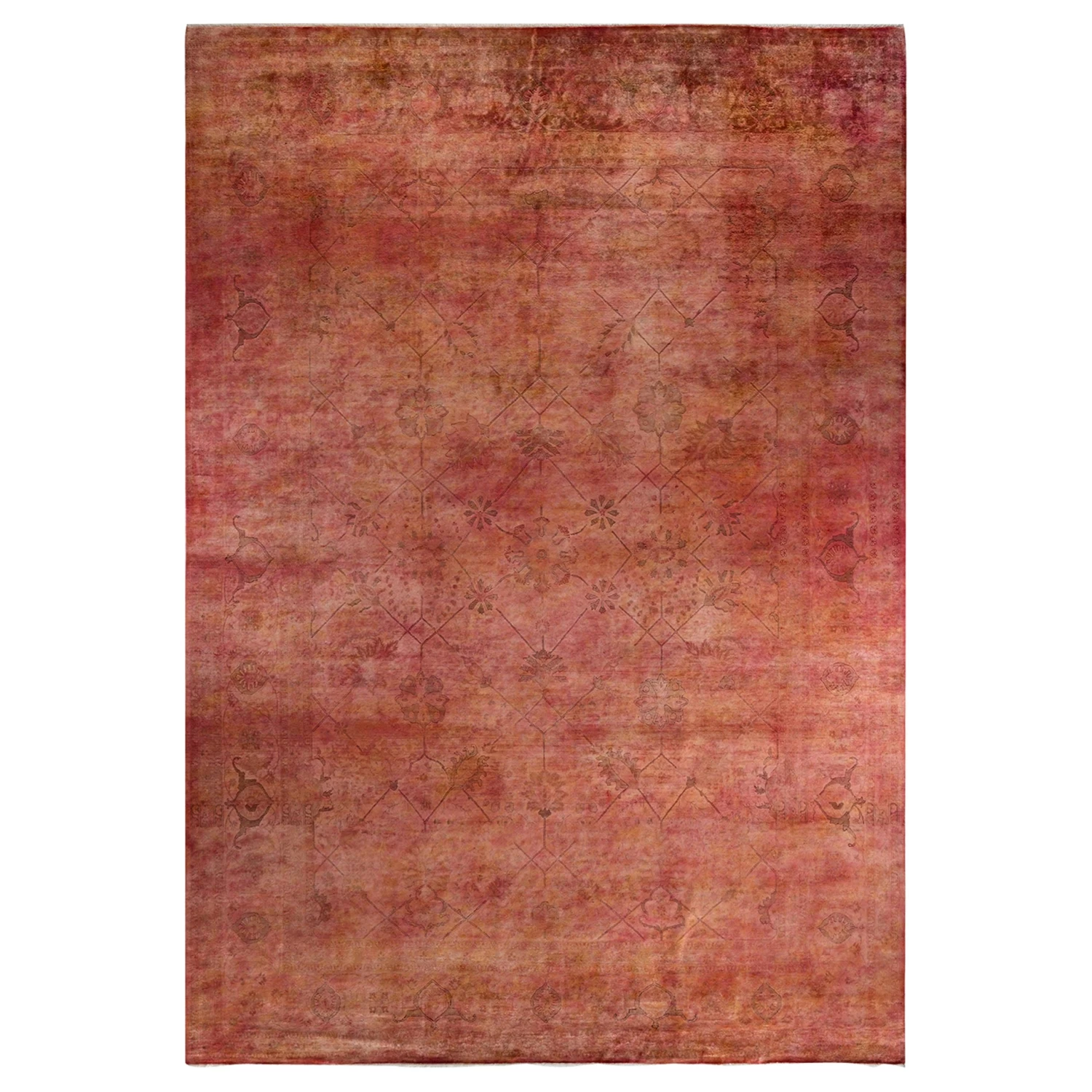 Orange/Pink OverdyedWool Rug - 10'1" X 14'1" 3 Orange/Pink OverdyedWool Rug - 10'1" X 14'1"