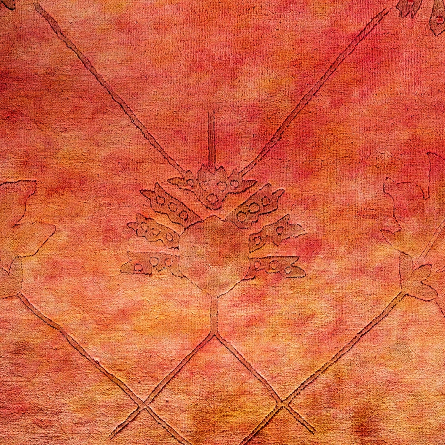 Orange/Pink OverdyedWool Rug - 10'1" X 14'1" 5 Orange/Pink OverdyedWool Rug - 10'1" X 14'1" - Image 3