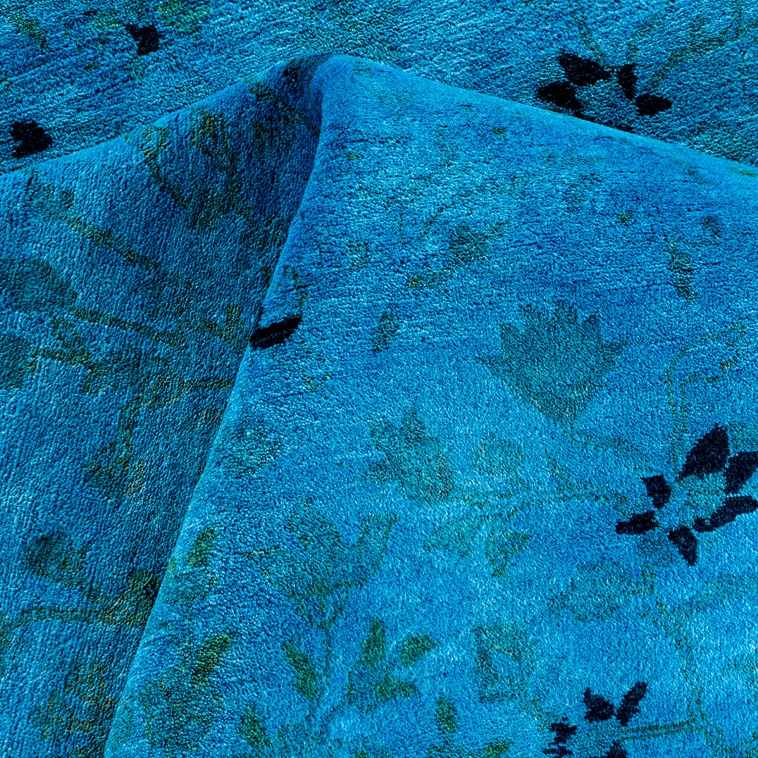 Blue OverdyedWool Rug - 9'1" X 12' 7 Blue OverdyedWool Rug - 9'1" X 12' - Image 5